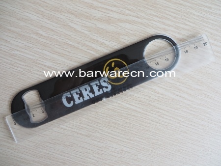 gepersonaliseerde metalen bar flesopener met epoxylogo 