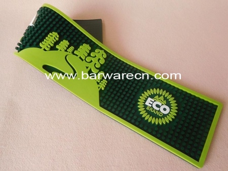 groene kleur vierkante pvc bar servicemat met logo in reliëf 