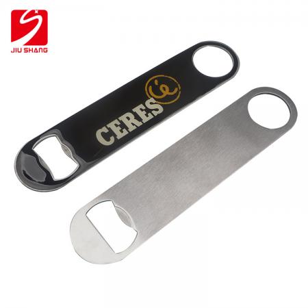 gepersonaliseerde metalen bar flesopener met epoxylogo 