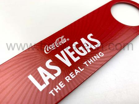 coca cola roestvrij staal rode pvc coating platte flesopener 