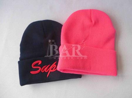 aangepaste roze meisjes beanie hoeden met geborduurd logo voor promotie 