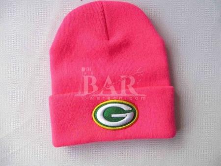 aangepaste roze meisjes beanie hoeden met geborduurd logo voor promotie 