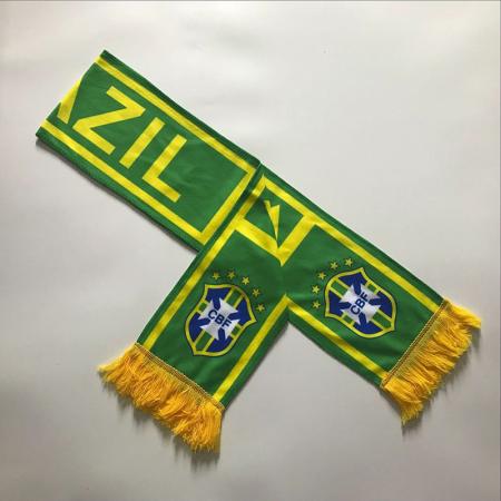 wereldbeker katoen wol fan sjaal custom brazilië voetbal sjaal souvenir polyester sjaal warmteoverdracht 