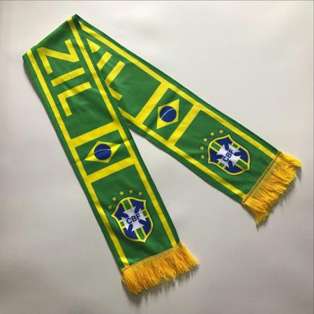 wereldbeker katoen wol fan sjaal custom brazilië voetbal sjaal souvenir polyester sjaal warmteoverdracht 