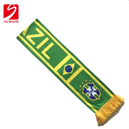 wereldbeker katoen wol fan sjaal custom brazilië voetbal sjaal souvenir polyester sjaal warmteoverdracht 